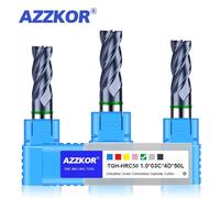 AZZKOR TGH-HRC50 fresa in carburo di acciaio al tungsteno 4F rivestimento ad anello colorato CNC utensili per frese a fondo piatto meccanico