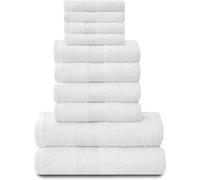 AZZORO Set di Asciugamani Toronto, 10 Pezzi, con 4 Facce, 4 Mani e 2 da Bagno, in Cotone, Bianco