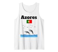 Azzorre souvenir delfino amante delfino guardando bandiera Portogallo Canotta