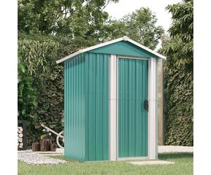Azzrora Capanno Attrezzi, Casette Giardino, Casetta da Giardino, Casetta Attrezzi, Capannone per Esterno, Capanno da Giardino Verde 126x97,5x177 cm Acciaio Zincato