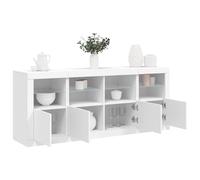 Azzrora Credenze Cucina, Credenze Soggiorno, Credenza Moderna, Madia Soggiorno, Mobile Credenza, Credenza con Luci LED Bianca 163x37x67 cm
