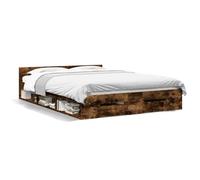 Azzrora Letto con Cassetti, Struttura Letto con Cassetti, Letto Contenitore, Telaio Letto Matrimoniale, Letto Singolo, Giroletto, Struttura Letto, Rovere Fumo 140x200 cm Legno Multistrato