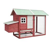 Azzrora Pollaio per Galline Casetta per Galline da Esterno Pollaio per Galline Ovaiole da Esterno Pollaio da Esterno Gabbia per Galline Pollaio Rosso 170x81x110cm in Legno Massello di Pino e Abete