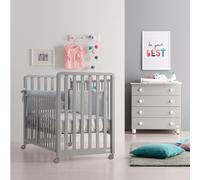 Azzurra Design - Lettino Glam 9 In 1 + Materasso + Completo Piumone Glam - Grigio + Completo Piumone Bianco/Grigio