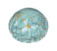 Azzurrite Teal And Foil Gold Oil Marble Pattern Stampa Cuffia da a per donna Cuffie da a riutilizzabili in tessuto a doppio strato Cuffie per capelli per ragazze