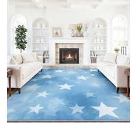 Azzurro Chiaro tappeto lavabile da cucina, 60 x 90 cm tappeto antiscivolo morbido per interni decorazione per le vacanze, stampa Astratto Shabby Chic Stelle, zerbino per comodino bagno