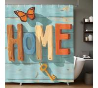 Azzurro Chiaro Tenda Doccia Alfabeto delle farfalle 200x200 cm, Poliestere Lavabile, Asciugatura Rapida con 12 Ganci, per Casa e Hotel
