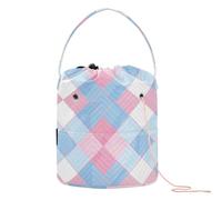 Azzurro e Blush Modello A Scacchi Borse di Immagazzinaggio Portatile Accessori per Maglieria per Ferro da Maglia bolsas para Crochet