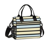 Azzurro Giallo Nero Striscia Portatile Snack Bag con Tracolla Borse Pranzo per Ragazze Teen per la Scuola bolsos para llevar el almuerzo