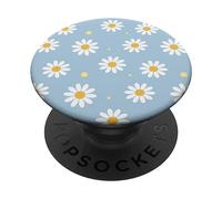 Azzurro Pastello Bianco Margherita Fiore Carino Pastello Estetica PopSockets PopGrip Adesivo