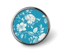Azzurro Primavera Floreale Vintage Toile Modello Rotonda Spilla per Uomo Donna Moda Distintivo Collare Pin Vestito Giacca Zaino Accessori