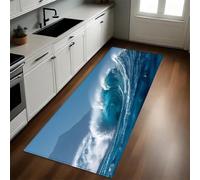 Azzurro Tappeto Cucina 50x180 cm Surf sulle onde giganti dell'oceano Lavabile Multiuso Resistente Passatoia Cucina Antimacchia Sotto Lavandino Fornelli