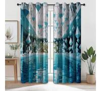 Azzurro Tende Oscuranti Termiche a Occhielli, Anti-Rumore con Geometria Architettura Fotografia Di Piscine Stampate Tende per Camera da Letto Soggiorno Interni - L 91.5 x A 214 cm (2 Pannelli)