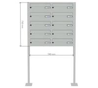 B-015 10 Acciaio inox V2A Sistema di cassette per le lettere con piastra di base