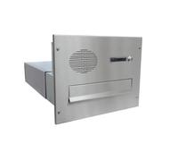 B-04 Cassetta postale 2 posti passante a muro in acciaio inox con campanello e citofono (profondità: 39-62 cm)