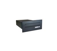 B-04 Cassetta postale bifamiliare passante a muro con campanello color grigio antracite (RAL 7016) (profondità: 39-62 cm)