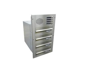 B-042 Sistema di cassette postali a muro a 4 elementi in acciaio inox con schermo citofonico