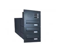 B-042 Sistema di cassette postali a parete in 3 pezzi con schermo citofonico in colore RAL 7016