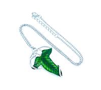 B.a.u.q.o.o. Collana Foglia Di Lòrien Il Signore Degli Anelli Gadget Aragorn Ciondolo Colore Argento e Verde Idea Regalo Natale Fantasy Cosplay