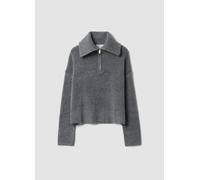B.ANGEL, Maglia Grigia Half Zip In Lana Elasticizzato, Donna, Grigio, Taglia: M