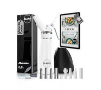 B-ARS Sifone Da Cucina Professionale 500ML In Alluminio BIANCO Con Bocchette Acciaio E Plastica Pulizia Facile Accessori Inclusi Per Spume Panna Montata Dolci E Salate Mousse Decorazioni