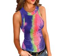 YTao Tank Tops for Women,Womens Tie-Dye Slim Knit Sleeveless Racerbac (Vinyl LP)