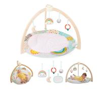 B. Baby - Wooden Baby Gym - Soft Play Mat - Hanging Sensory Toys - Developmental Activities - Newborn - Sunrise to Sunset Play Gym