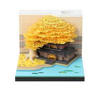B BachVibes Blocco note 3D non incollato, modello di serratura 3D con scatola di visualizzazione trasparente, 9 x 8 x 5 cm, 170 fogli, decorazione da tavolo (Casa & Albero, Giallo)