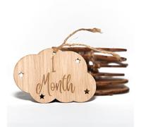 B. BachVibes - Emblemi per bambini in legno - Set con 14 dischi mensili - Ideale per foto di neonati e regalo per baby shower (Inglese)