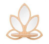 B Baosity 1 Pezzo Specchio da Parete con Mensola Specchio Tondo Decorativo Mensola Integrata Cornice Effetto Legno Specchio Acrilico Riflette Luce E Amplia lo, Moderno Minimalista, Colore Naturale