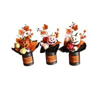 B Baosity Bouquet di Zucche di Halloween Da 3 Pezzi con Fiori Artificiali per Tavola,