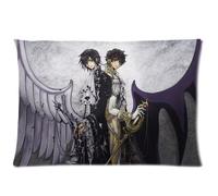 B.Baya Japan Anime Code Geass Lelouch Britannia and Kururugi Suzaku With Wings Rectangular Custom Pillowcase 20x30 inch Soft Cotton Polyester Pillow Case Cover Bedding Pillowslip Zipper Cushion Case