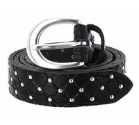 b.belt Lilou Silver Leder-Nietengürtel W100 Black