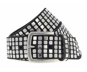 b.belt Quinn Silver Leder-Nietengürtel W80 Black