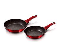 B BERLINGER HAUS BERLINGERHAUS PROFESSIONAL PRECISION Burgundy Set 2 Padelle Induzione 22-26 cm, Antiaderente Ecologico Marmo senza PFOA, Metallic Rosso, per tutte le Cucine, Piano cottura, Gas