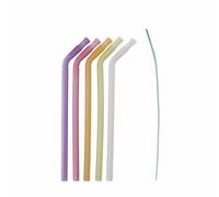 b.box Cannucce Riutilizzabili in Silicone (Confezione da 5) | Pieghevoli con Scovolino | Adatte ai Bambini, Lavabili in Lavastoviglie | Per Bevande Calde o Fredde