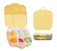 b.box Porta Pranzo Jumbo a 4 Scomparti (2 a Prova di Perdite), Lunch Box con Divisorio Rimovibile | Bento Box con Ghiacciolo | Ideale per la Scuola | Da 3+ | Capacità 2L