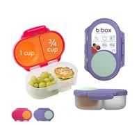 b.box Portamerenda Bento confezione da 2, Contenitore alimentare a doppio scomparto a prova di perdite con coperchio, Ideale per pranzi e merende, Superficie espandibile, Set da 2, Rosa/Viola