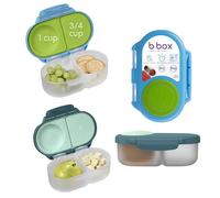 b.box Portamerenda Bento confezione da 2, Contenitore alimentare a doppio scomparto a prova di perdite con coperchio, Ideale per pranzi e merende, Superficie espandibile, Set da 2, Blu/Verde