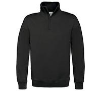 B&C Collection Maglione 1/4 Zip Felpa con Collo in Pile Caldo Casual - Nero (3XL)