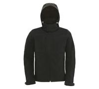 B&C Collection Softshell con Cappuccio da Uomo-Giacca Termica Zip Impermeabile - Nero (M)
