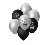 B&C Palloncini Bouquet Argento Nero Cento Anni 7 Pezzi