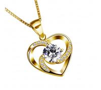 B.Catcher Collana da donna a forma di cuore, in argento Sterling 925, con ciondolo "Liebe ist das Glück", con zirconi, lunghezza della catena: 45 cm, regalo per donna, 45 cm, Argento sterling