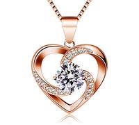 B.Catcher, collana da donna a forma di cuore, in argento Sterling 925, con ciondolo "Liebe ist die Glück", con zirconi, lunghezza della catena 45 cm