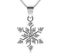 B.Catcher Collana Snowflake, collana in argento sterling con zirconi cubici 5A, ciondolo a forma di fiocco di neve da 21mmx15mm, delicato e scintillante, per moglie/mamma/fidanzata/figlia/amica