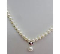 B COLLANA GIROCOLLO DONNA CUORE ORO BIANCO DIAMANTI VERI PERLE BIANCHE MATRIMONI