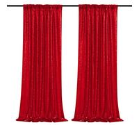 B-COOL Tenda a 2 pannelli con paillettes rosse, 0,6 x 2,4 m, tende glitterate rosse per matrimoni, feste, compleanni, anniversari, sfondi decorativi