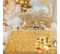 B-COOL Tovaglia con paillettes color oro, 127 x 260 cm, collezione premium, tovaglia con paillettes metallizzate luccicanti, per matrimoni, feste di compleanno, baby shower, decorazioni da tavolo
