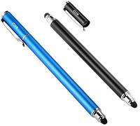 B&D Penna per Tablet Capacitivo 2-in-1 Pennino per Touch Screencon con 10 Punte di Ricambio in Gomma per iPad/iPhone/Samsung Galaxy/Xiaomi/Huawei - Nero/Blu