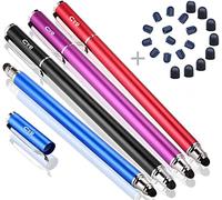 B&D Penna per Tablet Capacitivo 2-in-1 Pennino per Touch Screencon con 20 Punte di Ricambio in Gomma per iPad/iPhone/Samsung Galaxy/Xiaomi/Huawei - Nero/Blu/Viola/Rosso